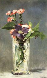 Edouard Manet Carnations and Clematis in a Crystal Vase